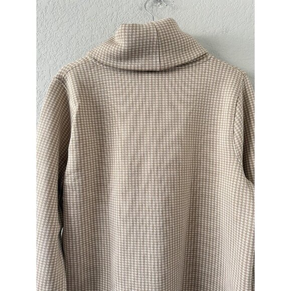 J. crew Gingham Long Sleeve Funnel Neck Pullover Sweater Cozy Neutral Modest NWT - Picture 8 of 8